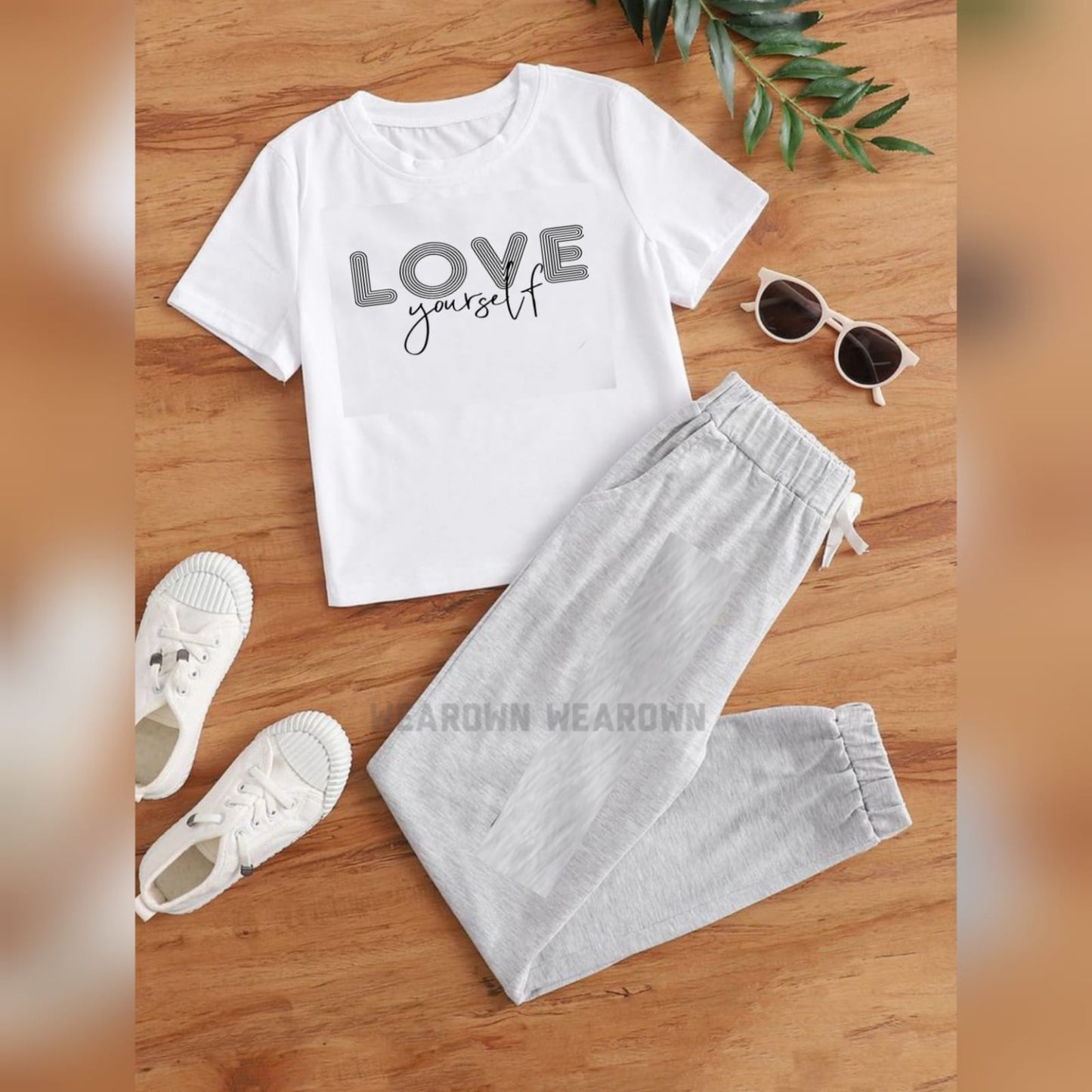 WHITE TEE WITH LOVE YOURSELF NEW NHL GREY TROUSER TRACKSUIT