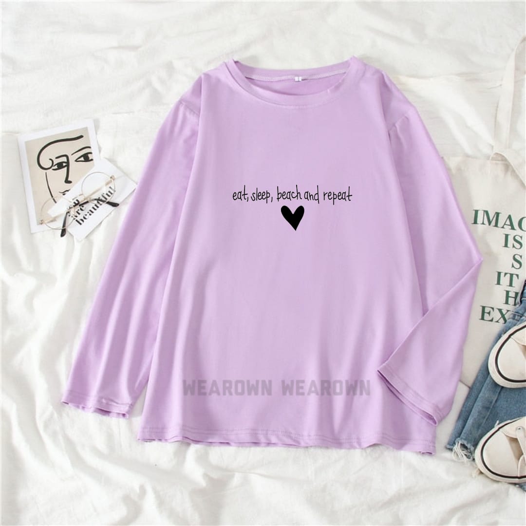 LILAC FULL TEE WITH LET EAT SLEEP BEACH AND REPEAT