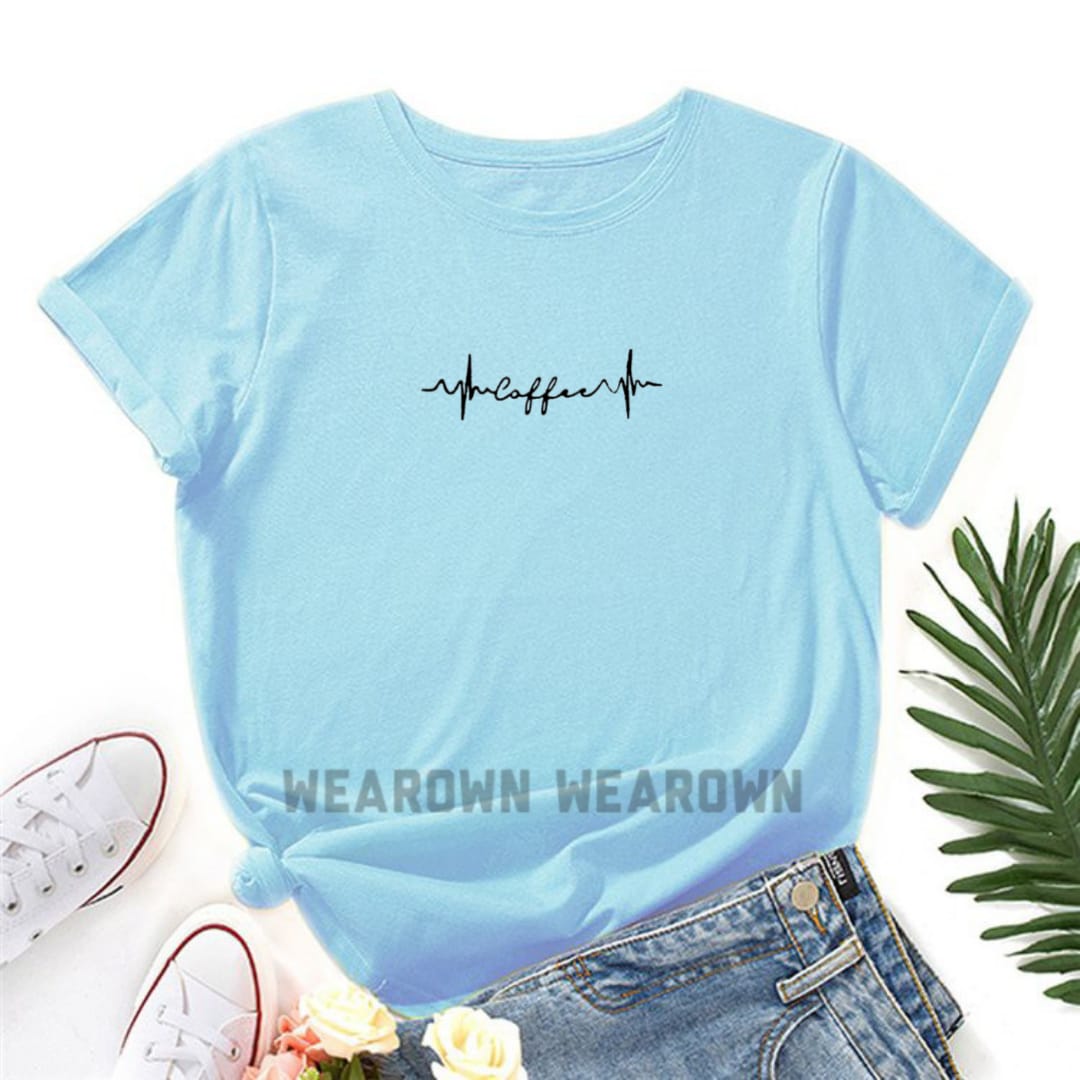 SKY BLUE TEE WITH COFFEE