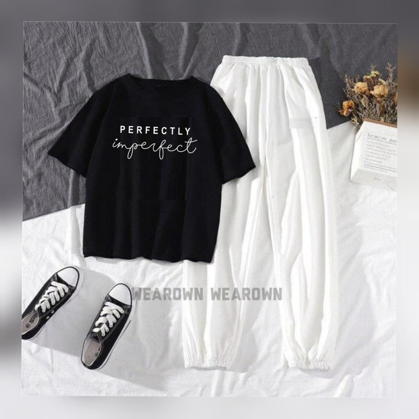 BLACK TEE WITH PERFECTLY IMPERFECT NEW NHL WHITE TROUSER TRACKSUIT