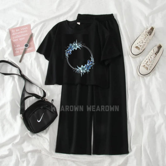 BLACK CROP TEE WITH RING BLACK FLAPPER TRACKSUIT