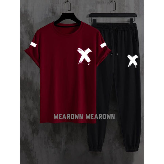 MEHROON TEE WITH POCKET X BLACK TROUSER WITH POCKET X