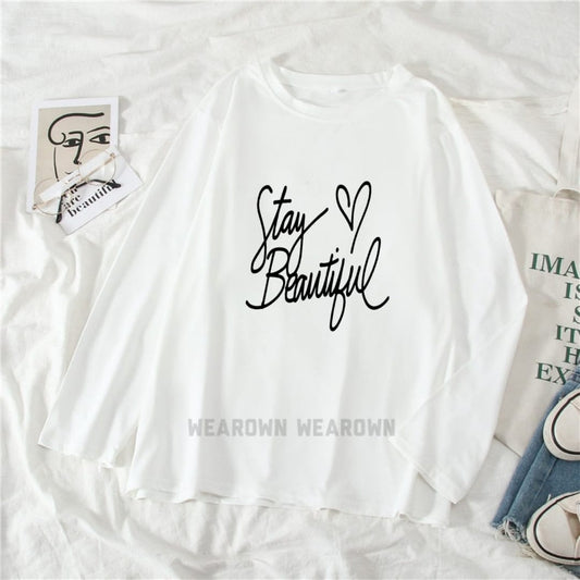 WHITE FULL TEE WITH STAY BEAUTIFUL