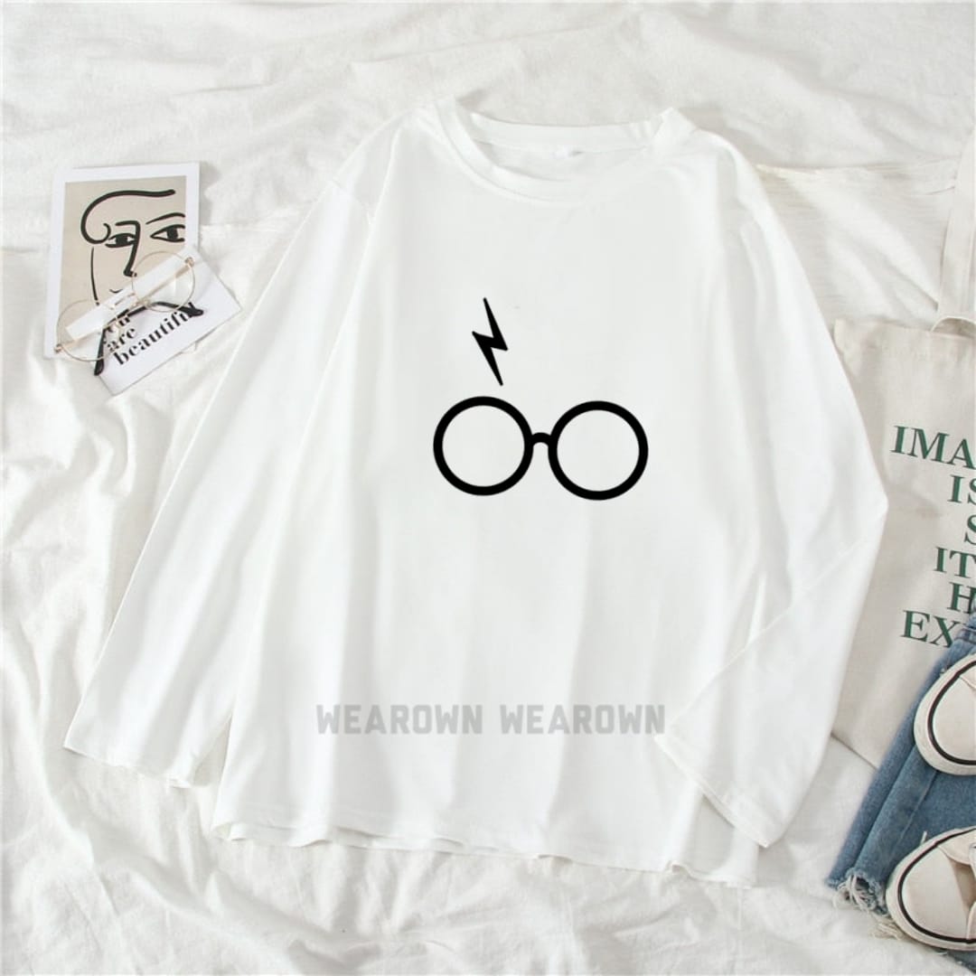 WHITE FULL TEE WITH GLASSES