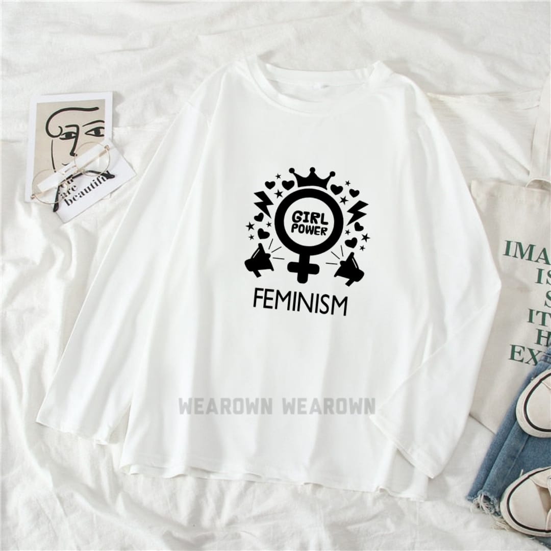 WHITE FULL TEE WITH FEMINISM