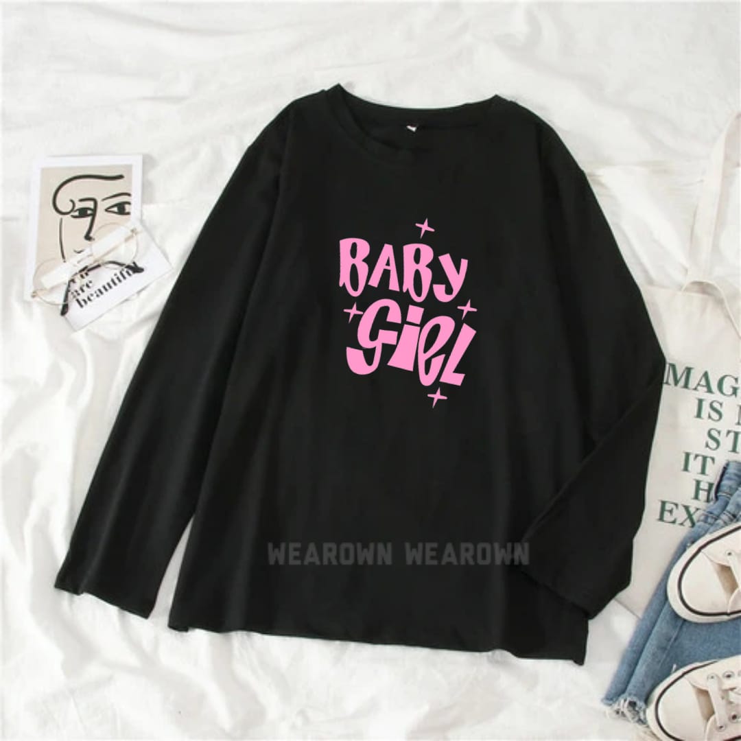 BLACK FULL TEE WITH BABY GIRL