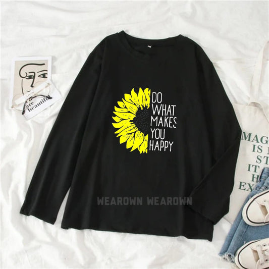 BLACK FULL TEE WITH DO WHAT MAKES YOU HAPPY