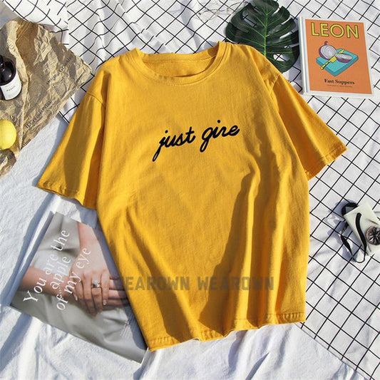 YELLOW TEE WITH JUST GIVE