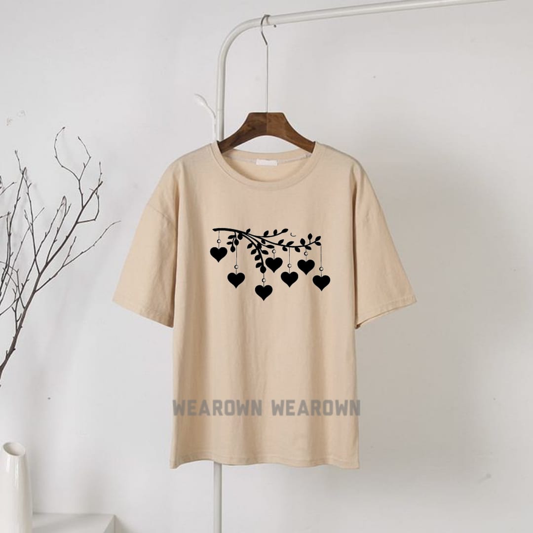 CREAM TEE WITH LEAVE NEW