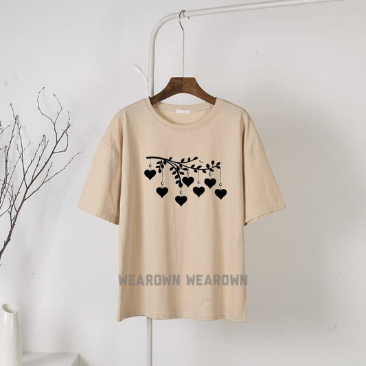 CREAM TEE WITH LEAVE NEW