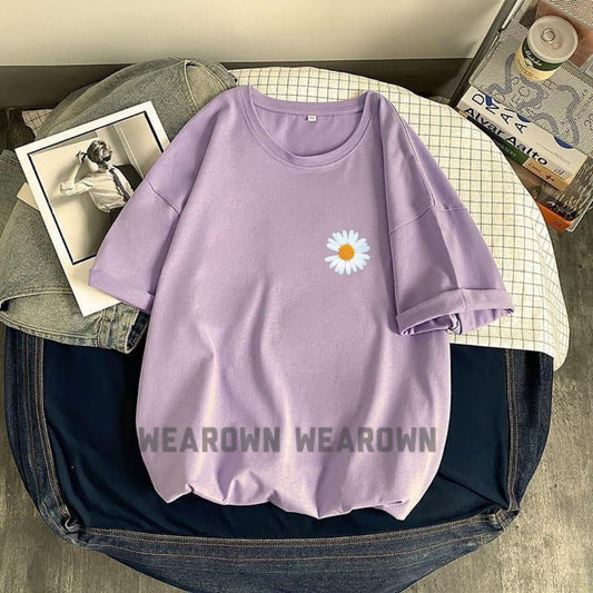 LILAC TEE WITH POCKET SUNFLOWER