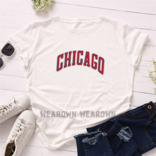 WHITE TEE WITH CHICAGO