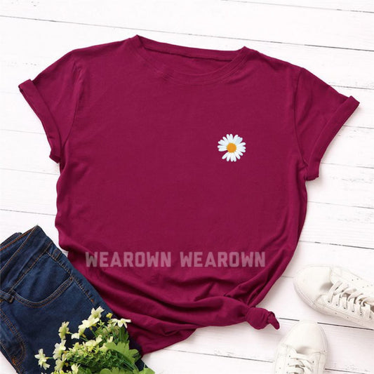 MEHROON TEE WITH POCKET SUNFLOWER