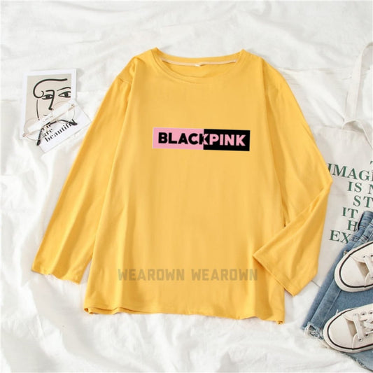 YELLOW FULL TEE WITH LIFE IS BLACK PINK COLOURFUL
