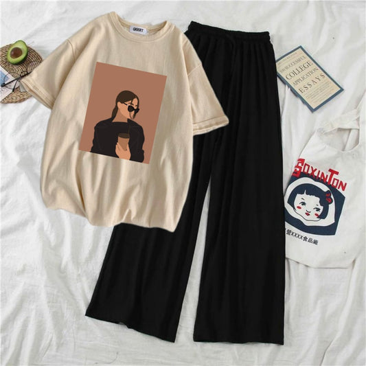 SKIN TEE WITH COFFEE GIRL BLACK FLAPPER