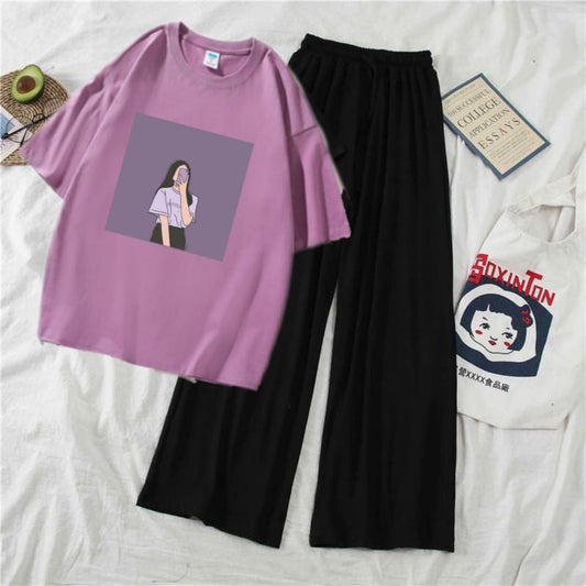 LILAC TEE WITH SELFIE GIRL BLACK FLAPPER
