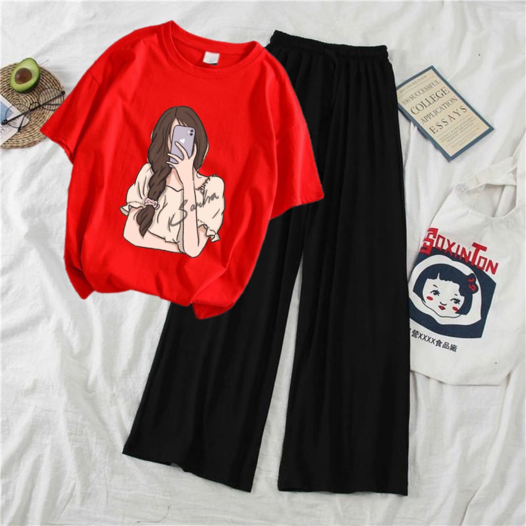 RED TEE WITH SELFIE GIRL IPHONE BLACK FLAPPER