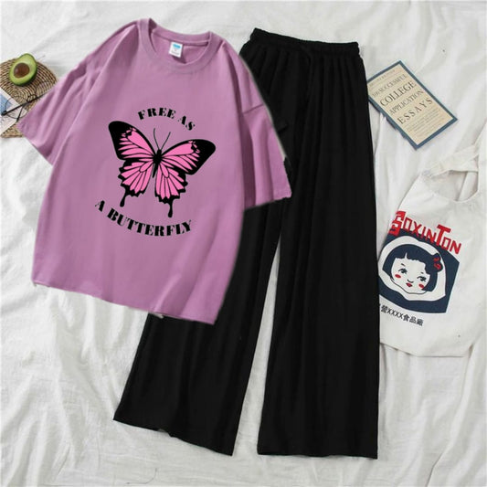 LILAC TEE WITH FREE AS A BUTTERFLY BLACK FLAPPER