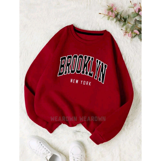 Red sweatshirt with Brooklyn Newyork