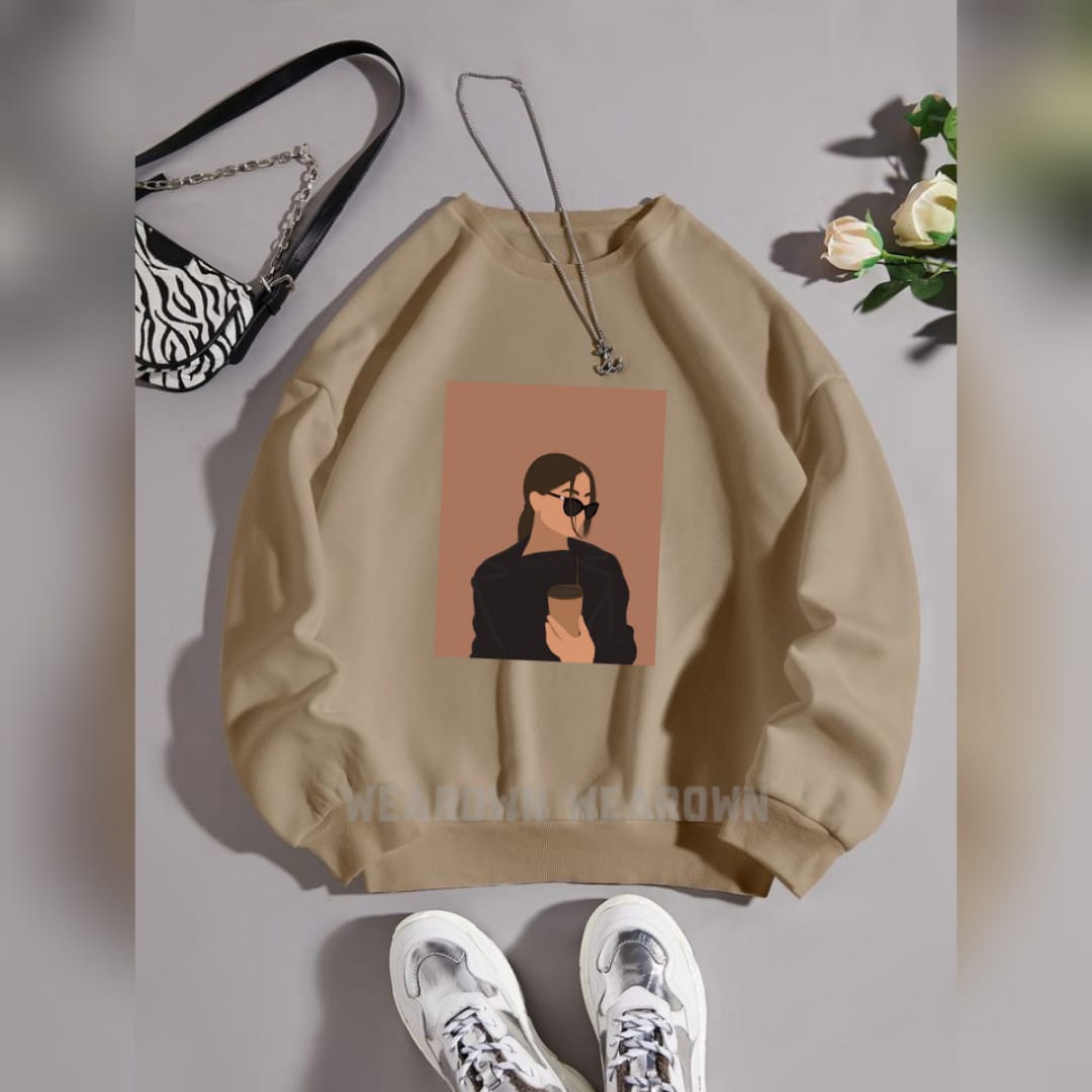 Skin sweatshirt with coffee girl