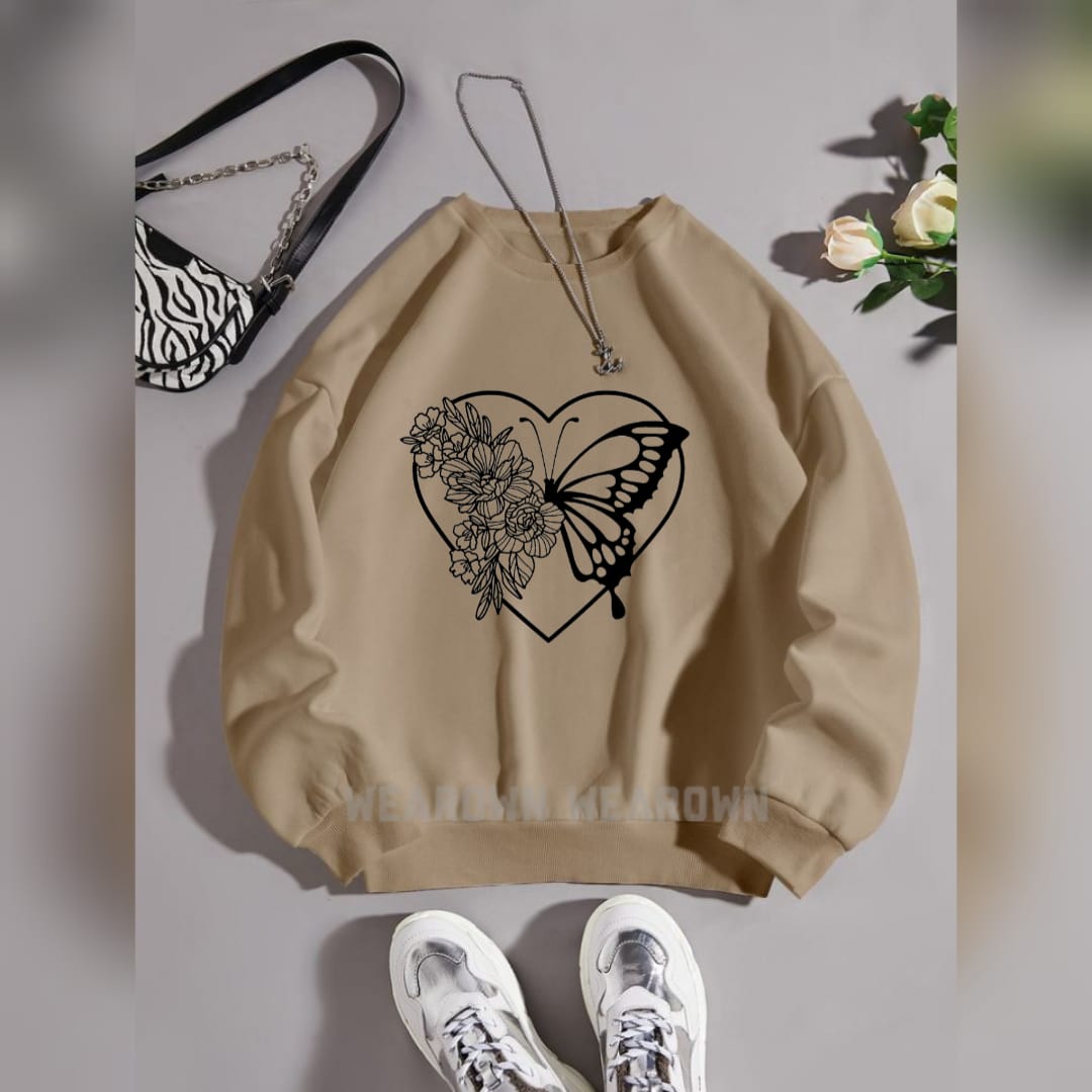 Skin sweatshirt with heart butterfly