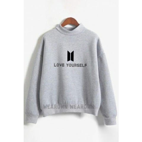 Grey sweatshirt with BTS love yourself
