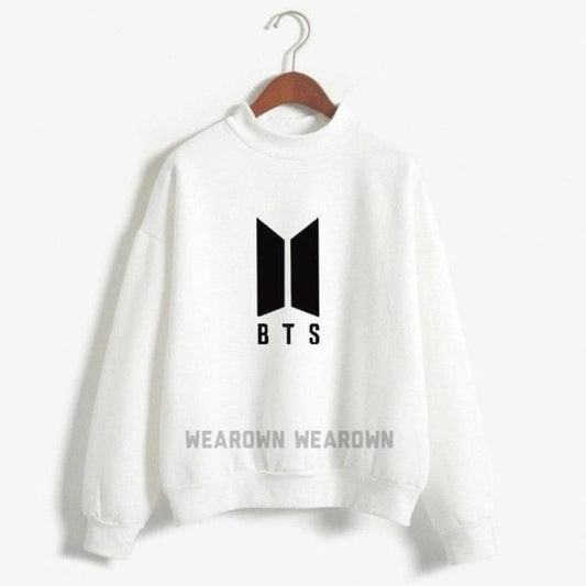 White sweatshirt with BTS