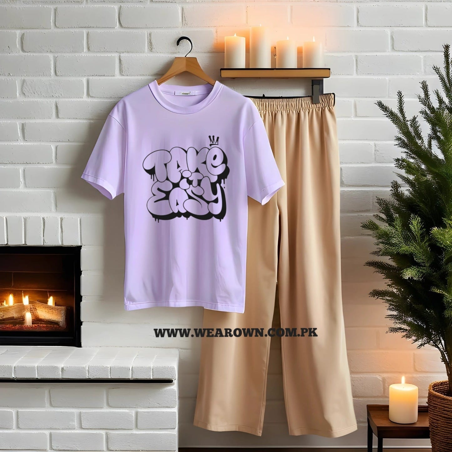 LILAC TEE WITH TAKE IT EASY SKIN FLAPPER