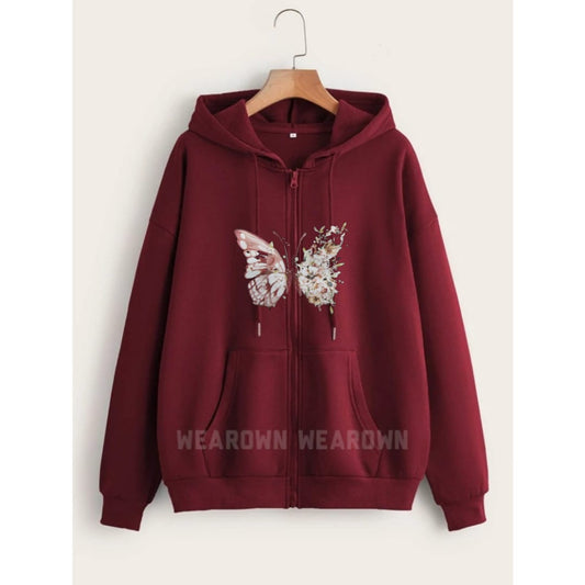 White butterfly N Mehroon zipper