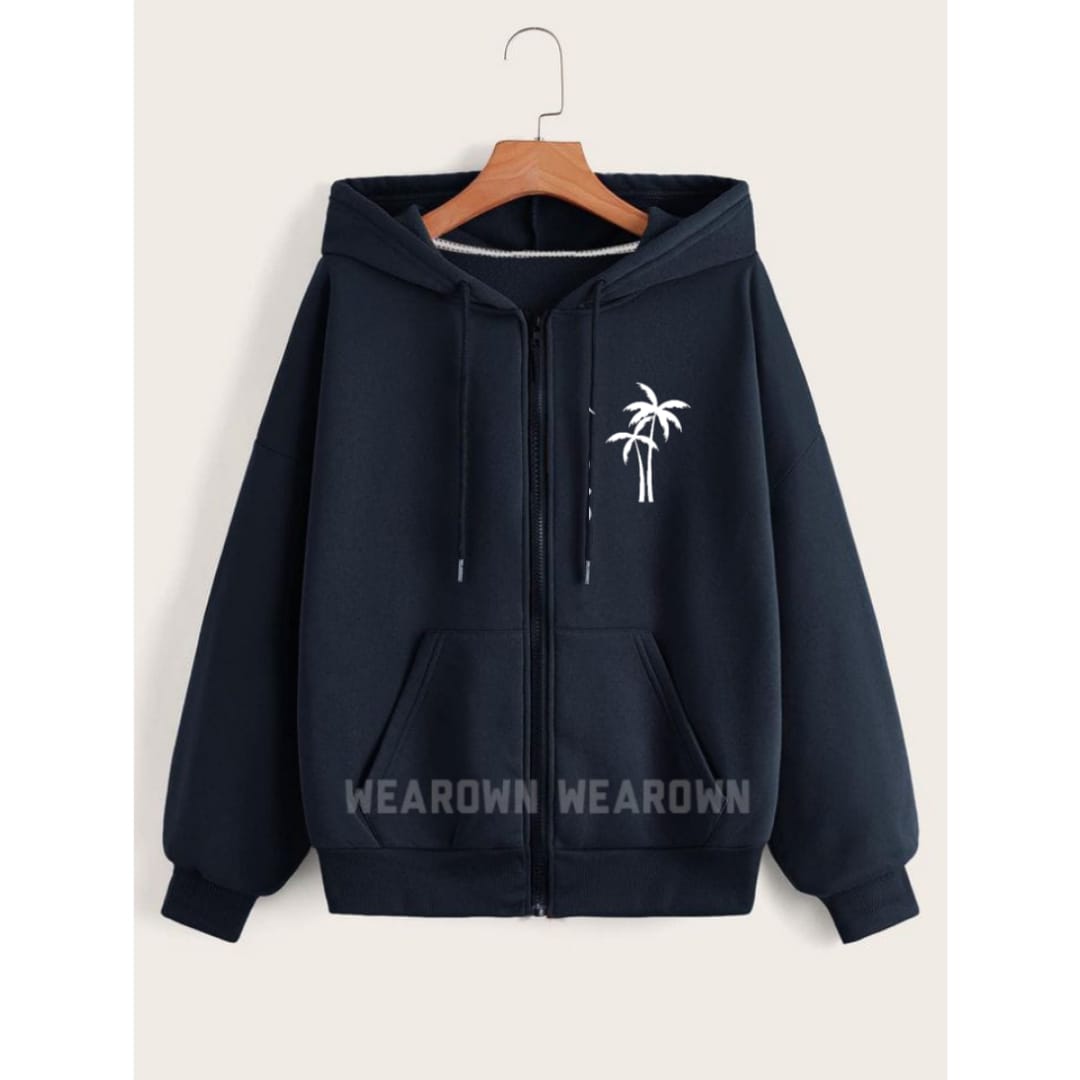 Palm Tree p Navy blue zipper