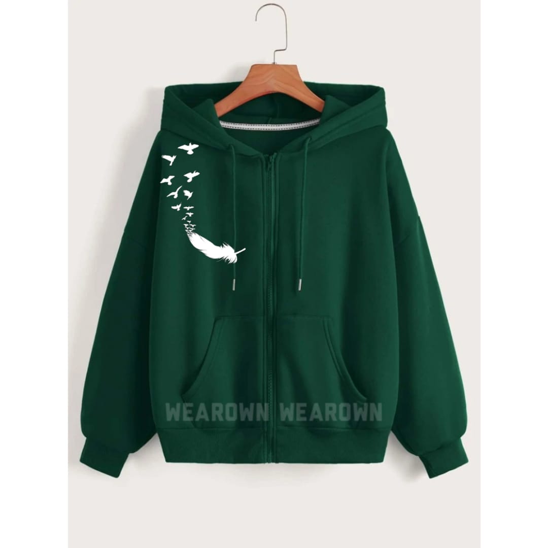 Feather shoulder Dark green zipper