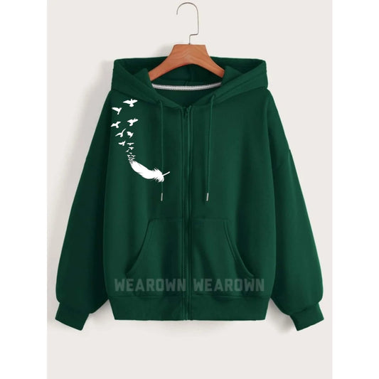 Feather shoulder Dark green zipper
