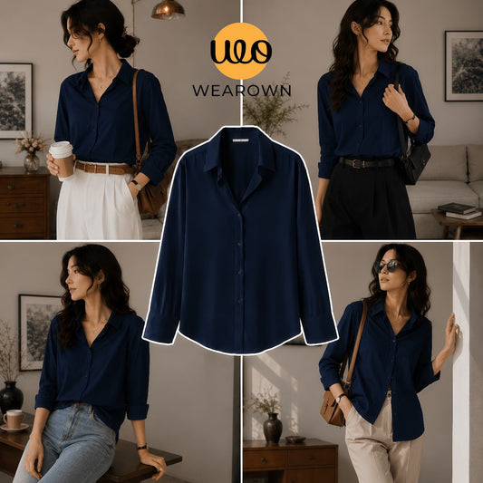 Navy Blue Button-Down Shirt