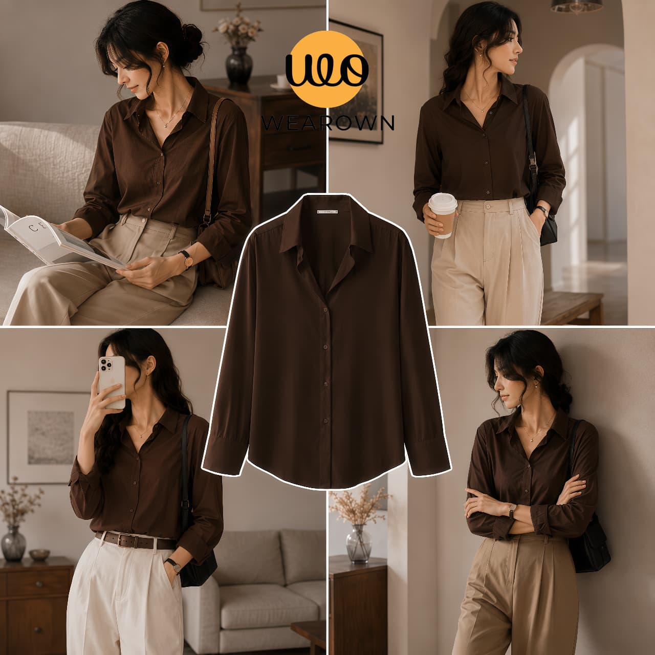 Brown Button-Down Shirt