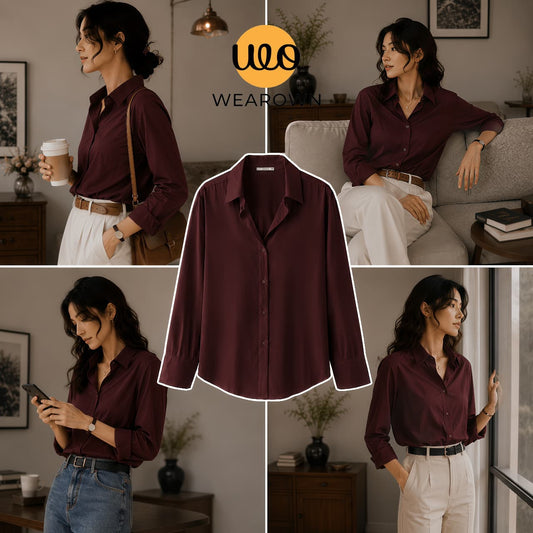 Mehroon Button-Down Shirt