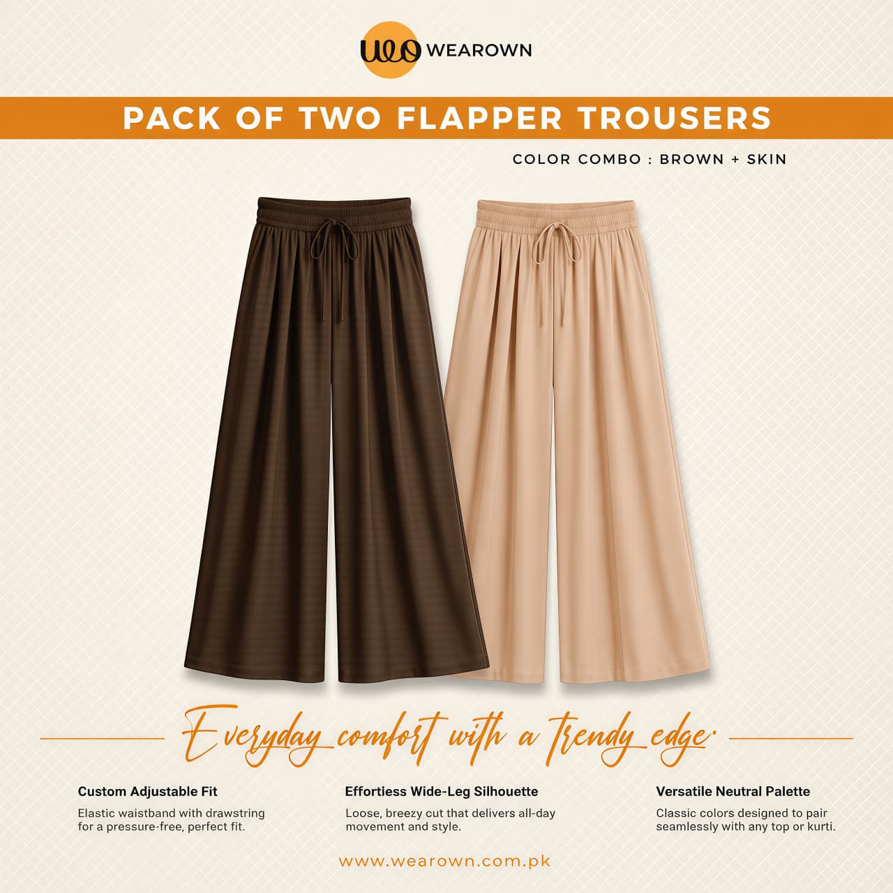 SKIN AND BROWN FLAPPER TROUSER