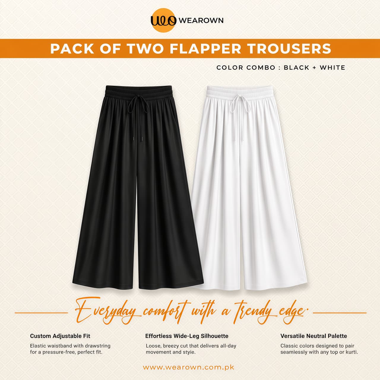 BLACK AND WHITE FLAPPER TROUSER