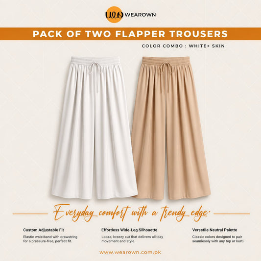 WHITE AND SKIN FLAPPER TROUSER