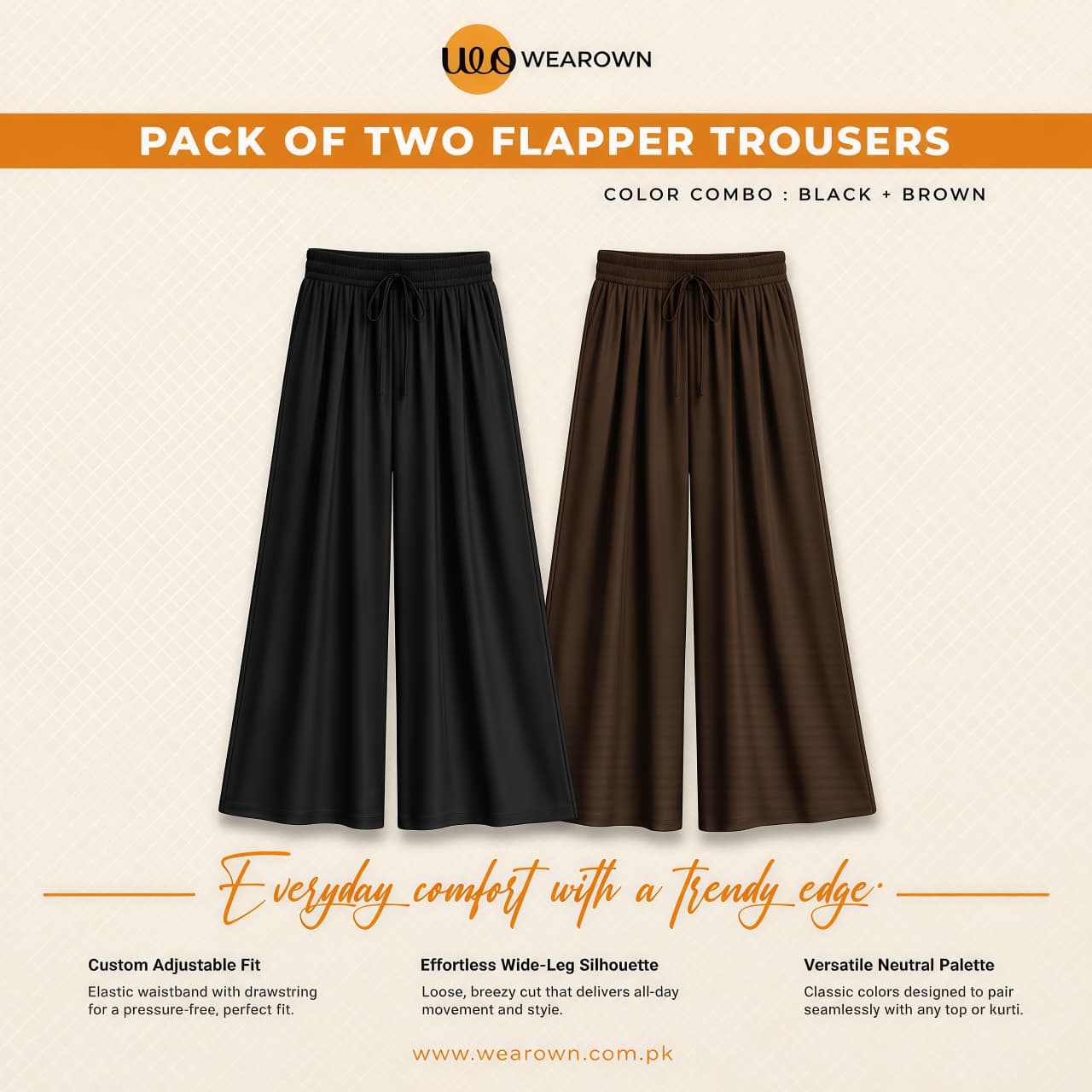 BLACK AND BROWN FLAPPER TROUSER